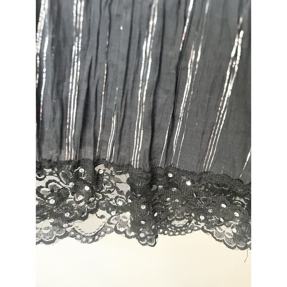 VINTAGE CACHE MAXI Sequin Gypsy Broom Skirt Size Medium Black Lace Whimsygoth - Picture 5 of 9